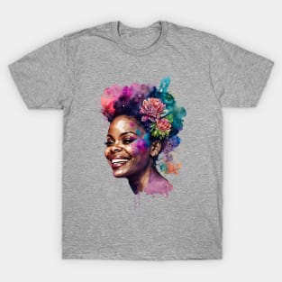 Watercolour print of a beautiful Black Queen T-Shirt